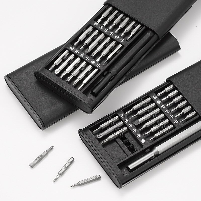 Portable 24-in-1 screwdriver repair kit with durable steel bits for everyday DIY repairs