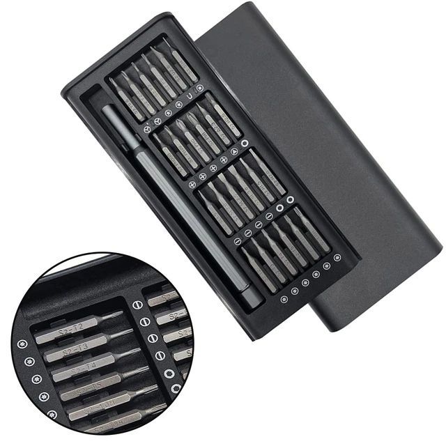 Magnetic precision screwdriver handle and interchangeable bits for electronics repair