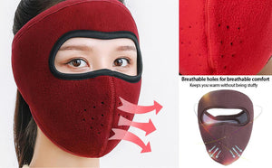 Weather resistant full face bike mask -1pc in red,  black & green