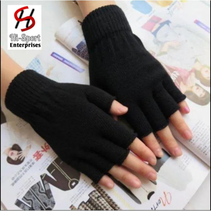 1x pair Men's black fingerless gloves