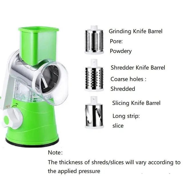 Manual Vegetable Cutter Slicer Round ,Grater,3 in1 Slicer,kadokash, Table top Drum grater Chopper Blades Multifunctional Kitchen