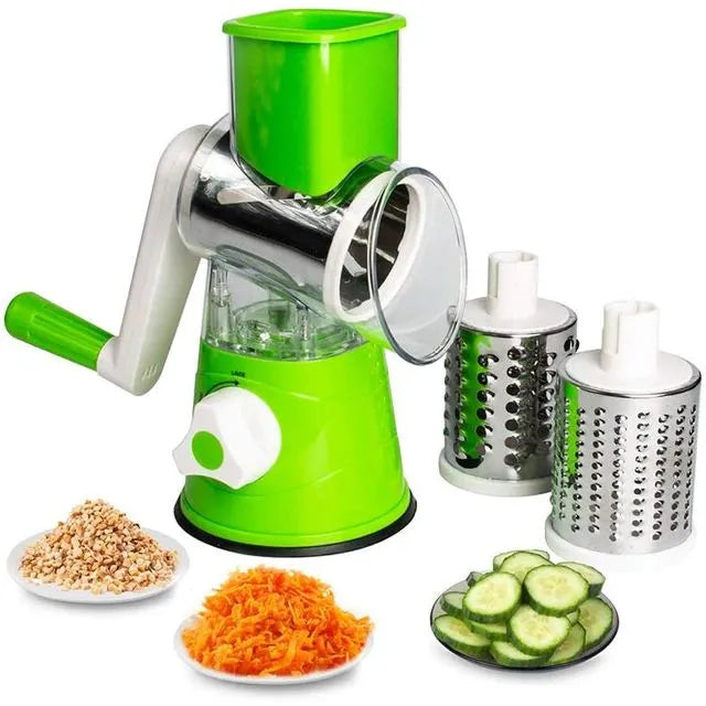 Manual Vegetable Cutter Slicer Round ,Grater,3 in1 Slicer,kadokash, Table top Drum grater Chopper Blades Multifunctional Kitchen