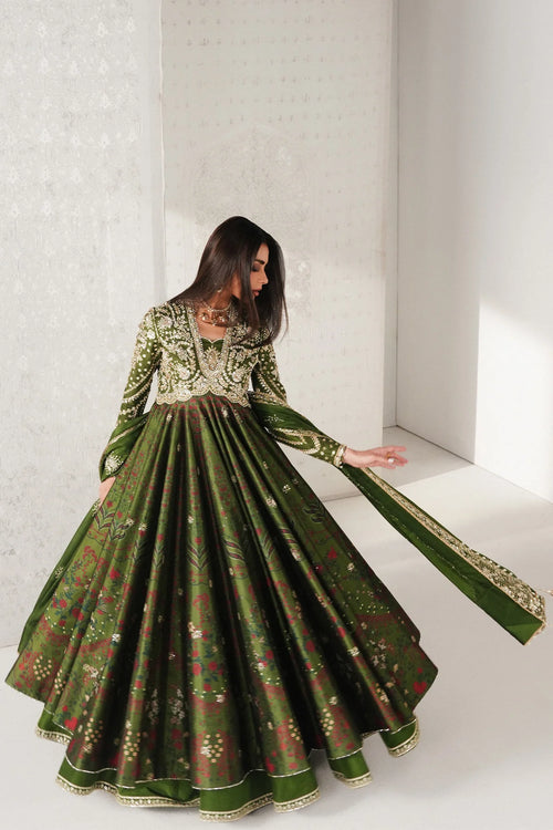 Habyah deep green Pakistani designer pishwas