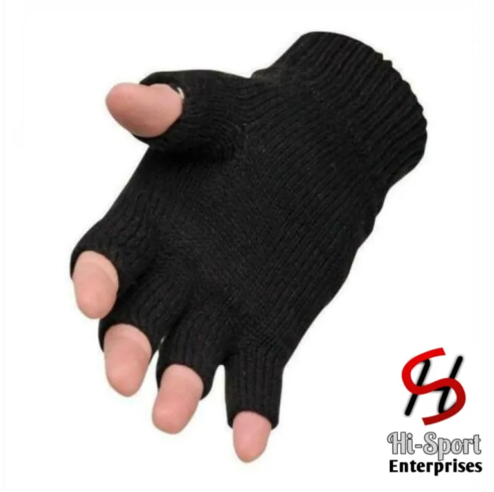 1x pair Men's black fingerless gloves