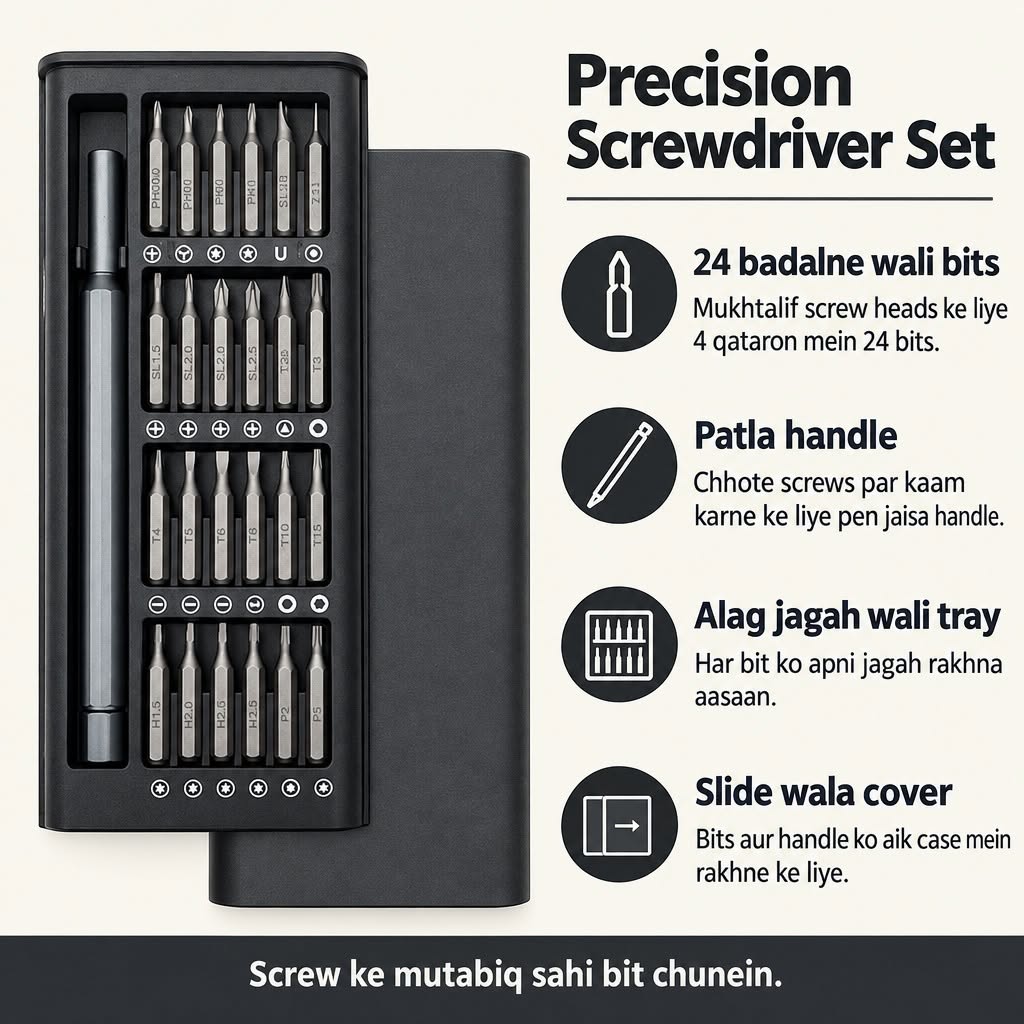 24-in-1 magnetic screwdriver set with multiple precision steel bits and portable storage case